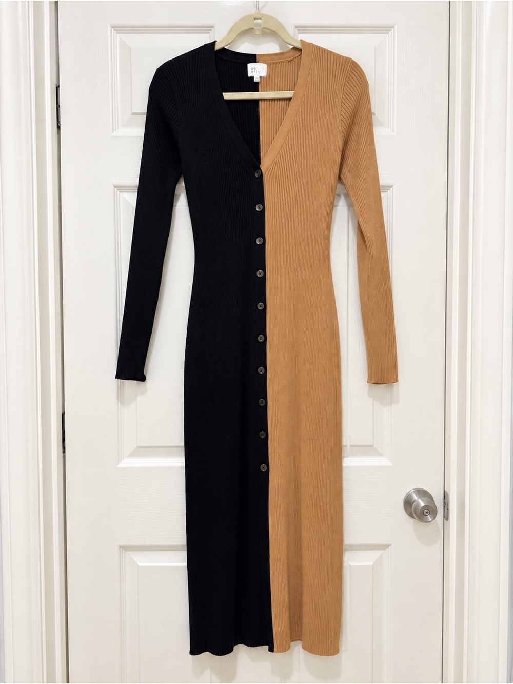 VICI Dee Elly Two Tone Ribbed Maxi Dress Cardigan Duster